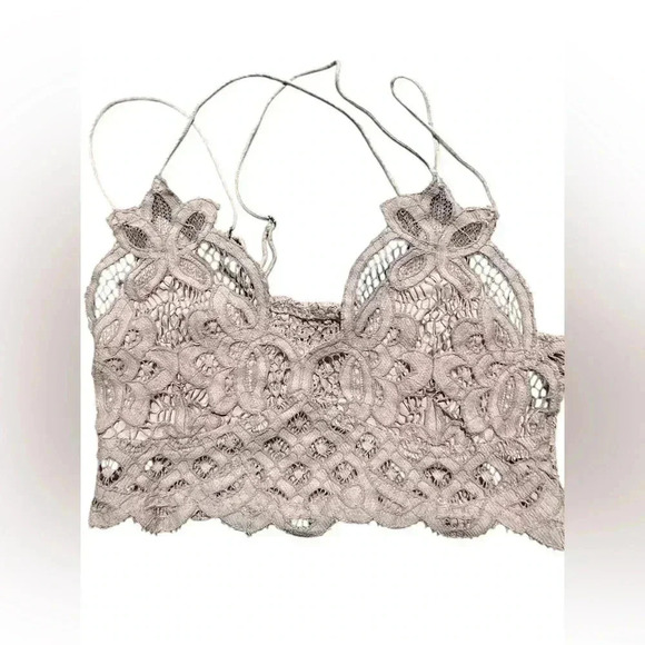 Free People Adella Lace Bralette Dusty Rose Size Small EUC - Picture 2 of 4